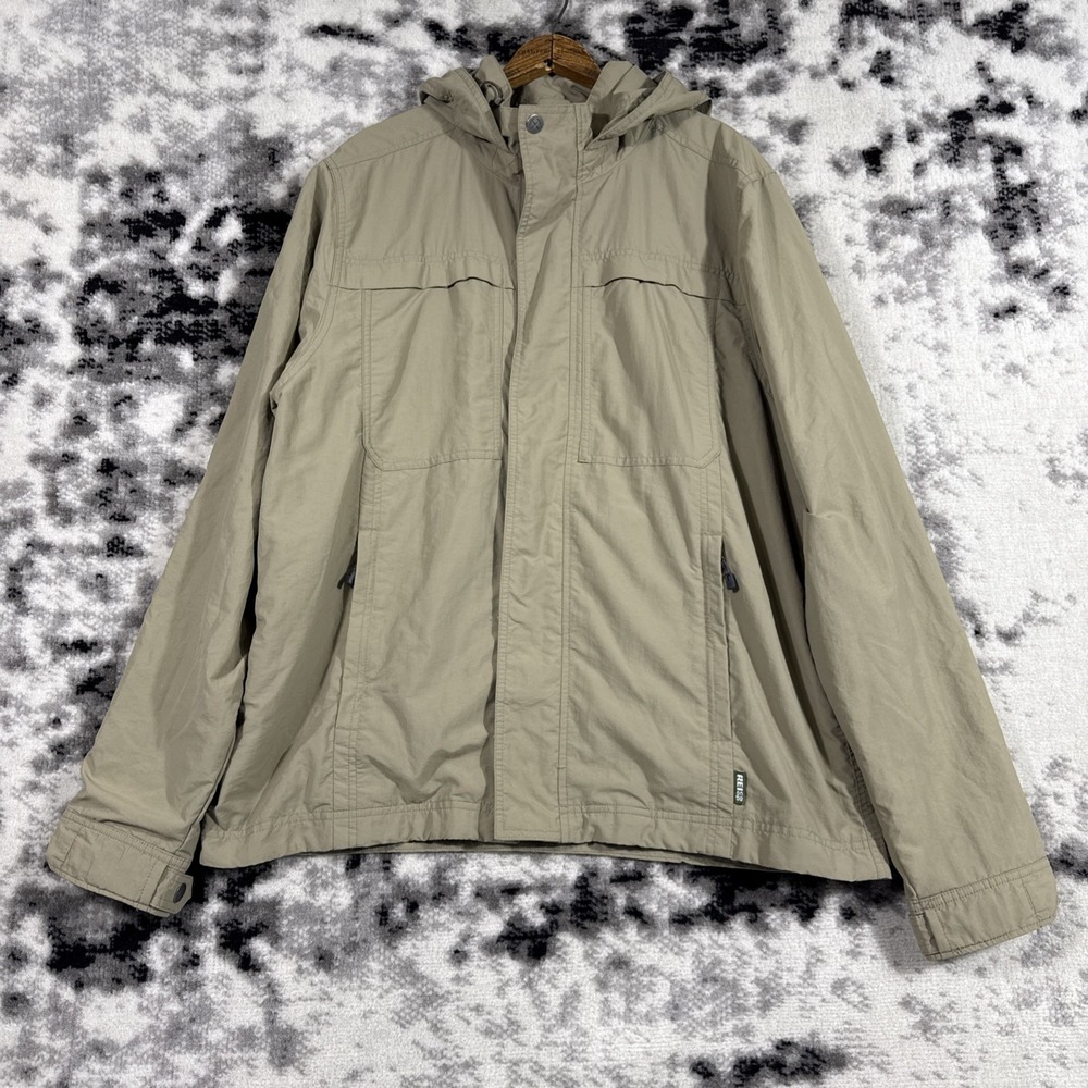 REI Coop Hooded Khaki Lightweight Jacket Mens Size Large Long Sleeve‎ Full Zip